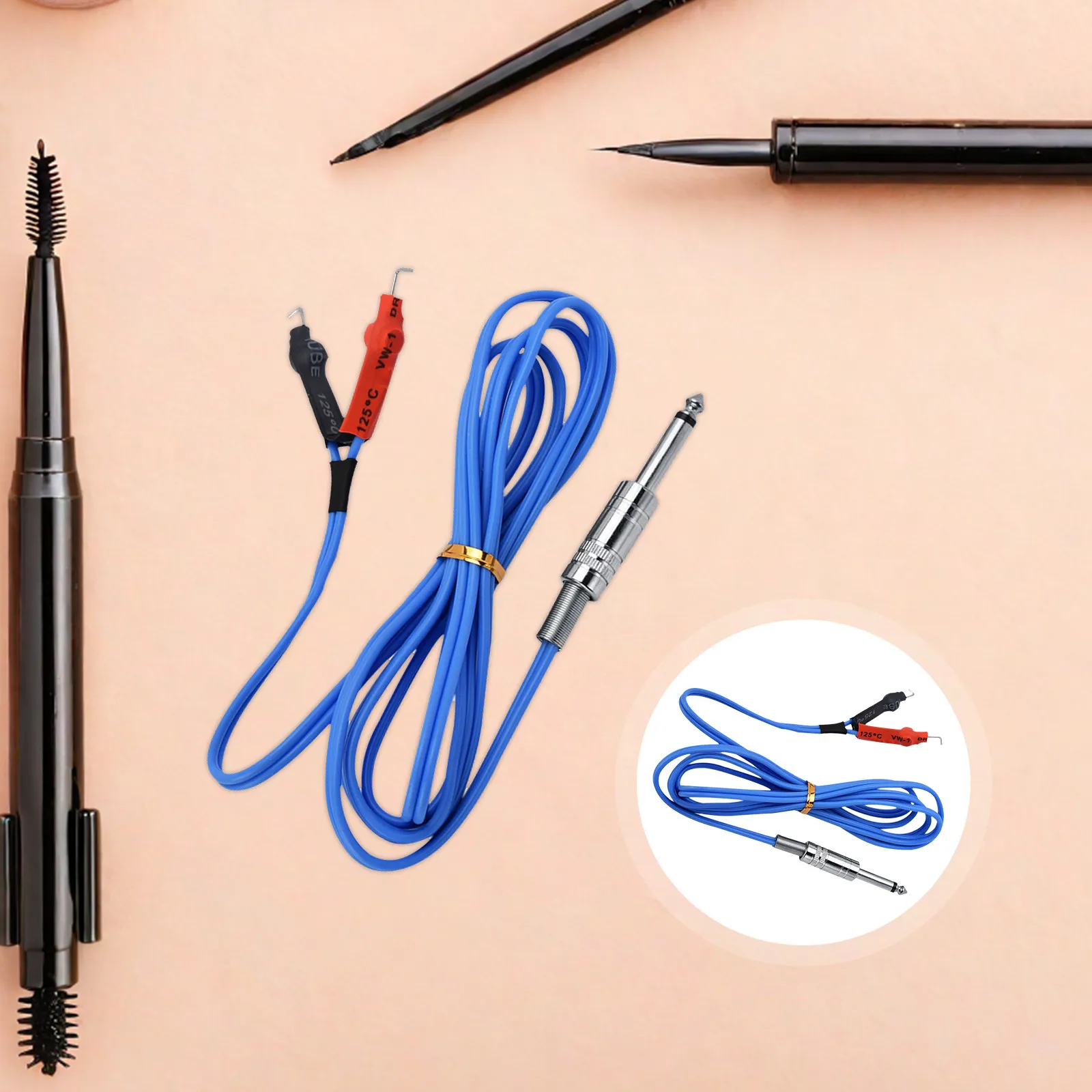 1Pcs Steel Plate Tattoo Machine Clip Cord Silicone Fireproof Flexible Clip Cable High Resistant Connector Wire for Power Supply
