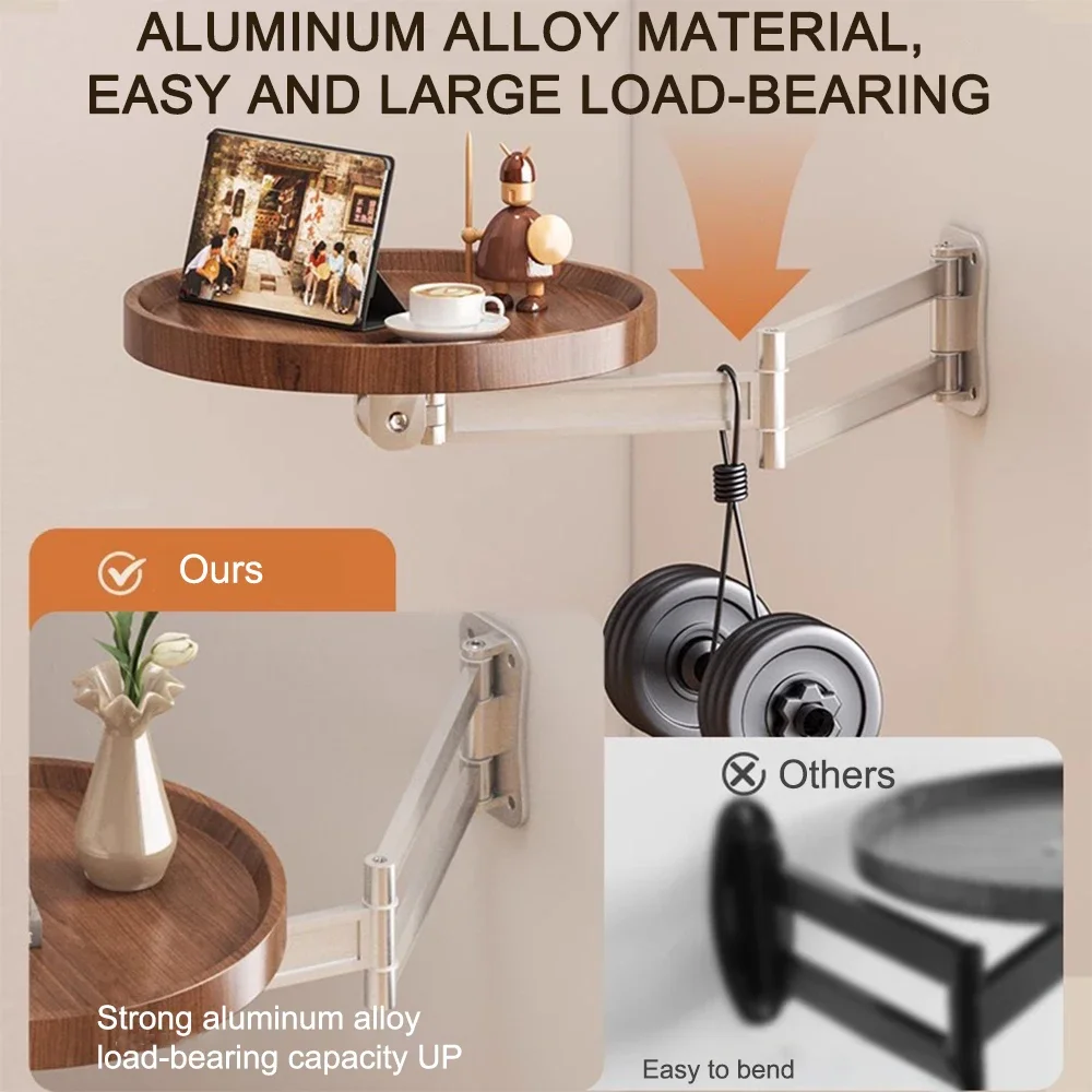 

Multi-purpose Home Bedroom Wall Mounted Bedside Storage Table Creative Levitation Foldable Coffee Table Small Round Table