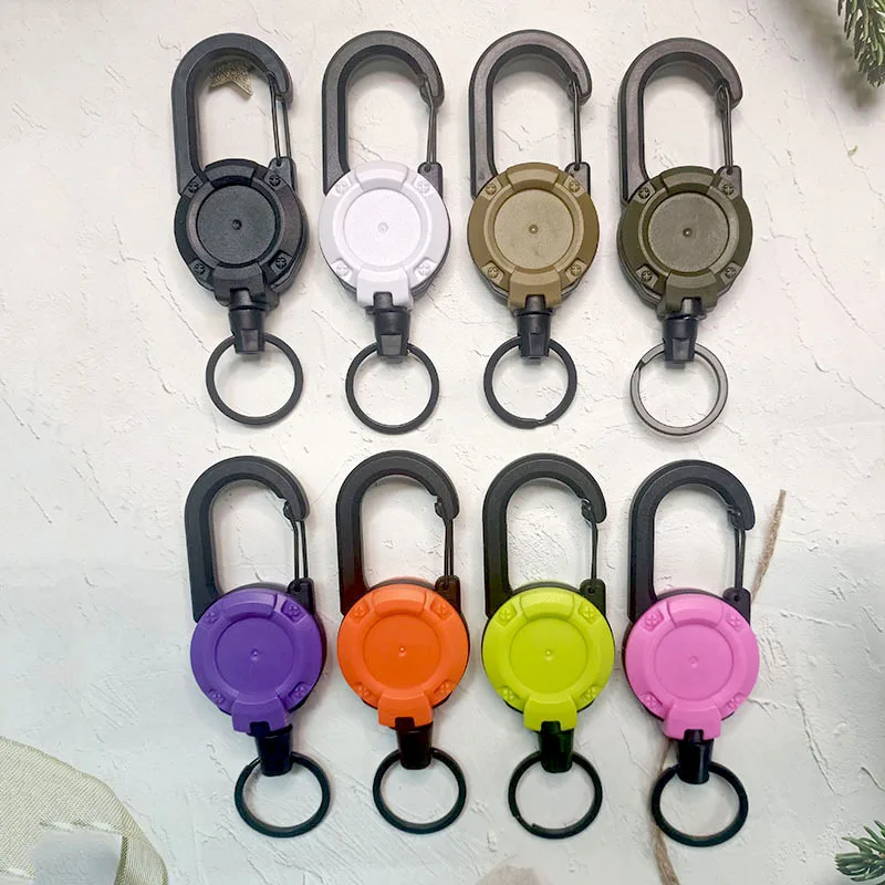 Backpack Easy Pull Buckle Wire Rope Outdoor Retractable Fishing Accessories Car Keychain Portable Retractable Badge Holder
