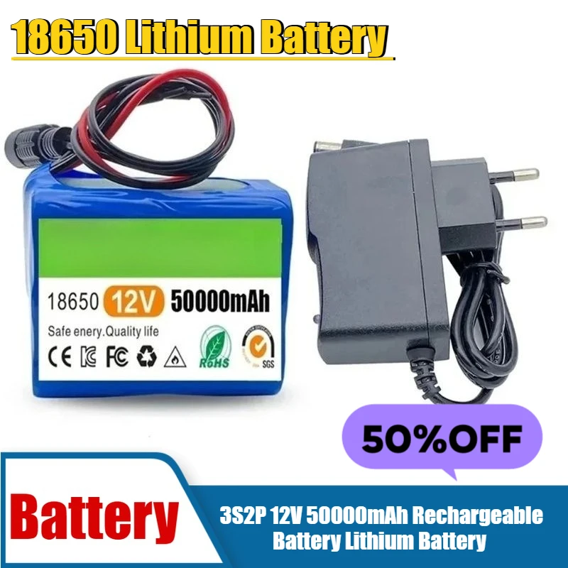 

18650 Lithium Battery 3S2P 12V 50000mAh Rechargeable Battery Lithium Battery Pack with BMS + Charging