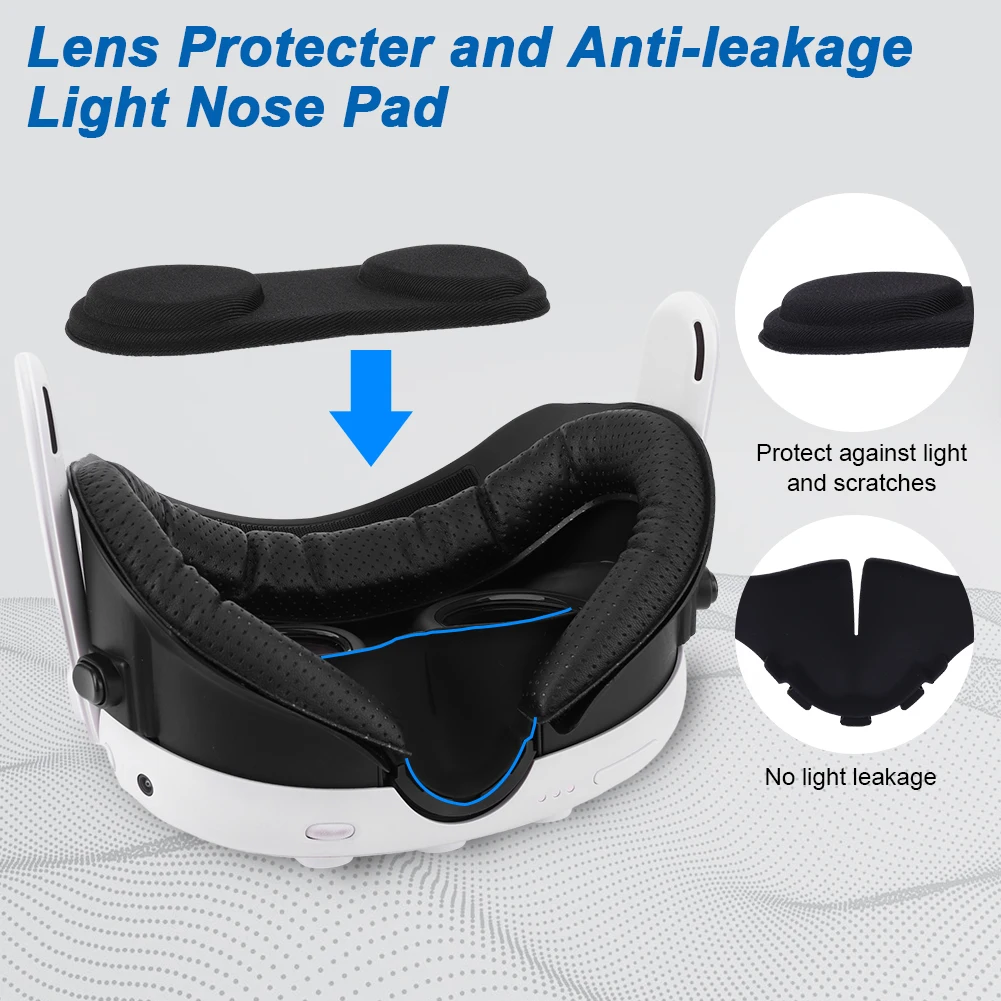Meta Quest 3용 6 in 1 페이스 페이셜 인터페이스 높이 조절 가능 페이셜 브래킷 PU & 아이스 실크 폼 페이스 쿠션 코 패드