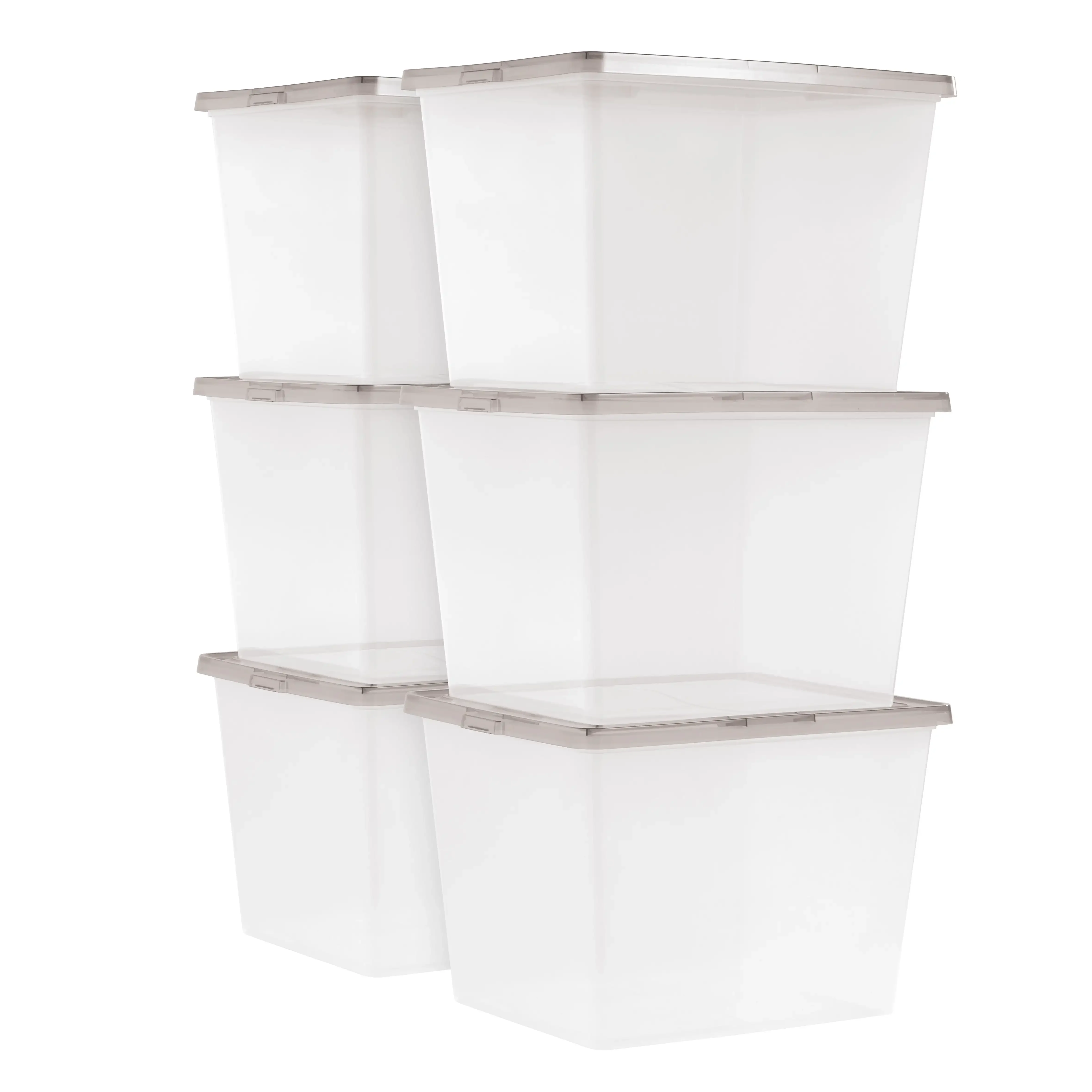 

Storage Bins with Lids, Clear, Stackable Totes, Containers 6Pk