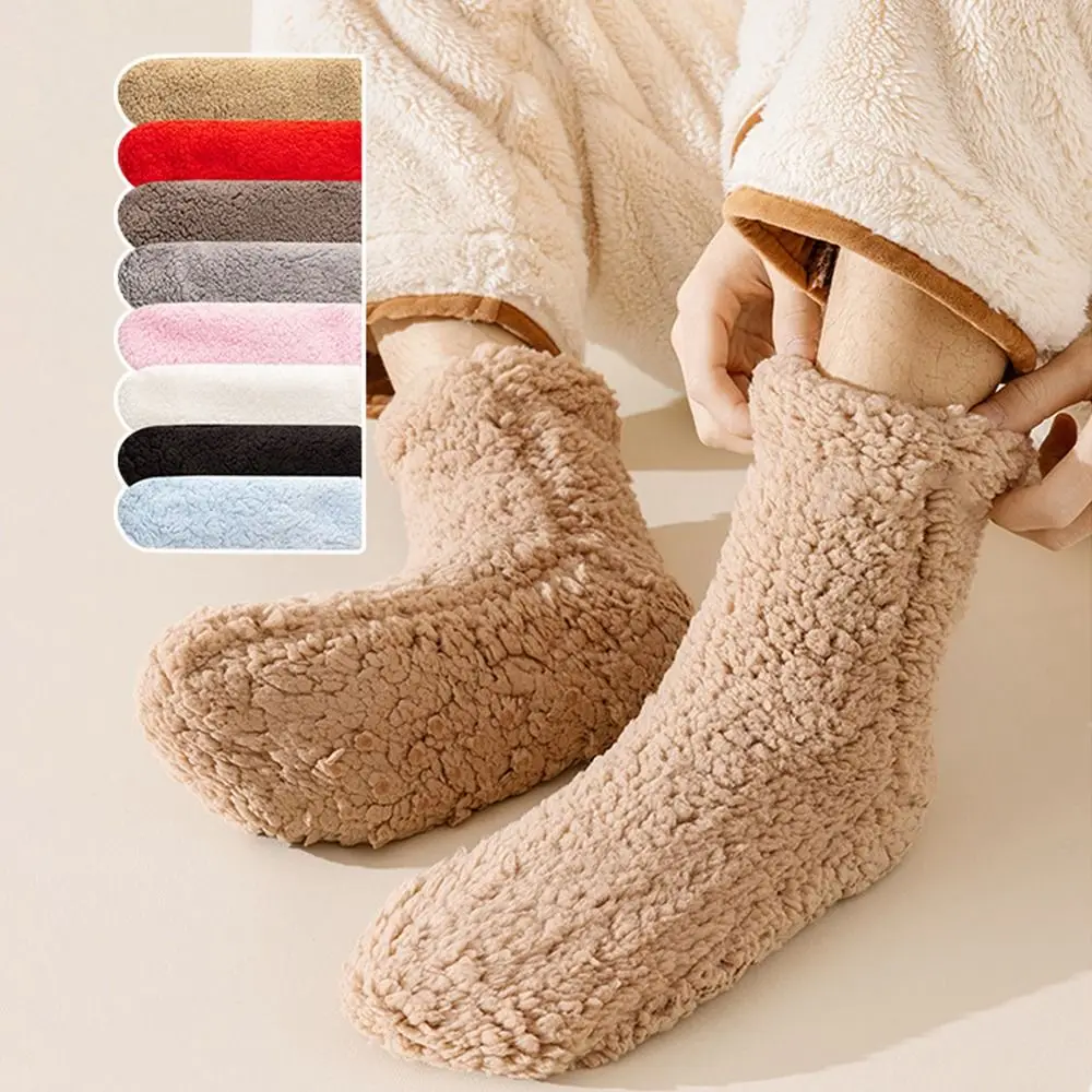 

1pair Silicone Non-slip Floor Socks Soft Cashmere Thermal Sleep Sock Comfortable Thickened Carpet Home Socks for Women Men