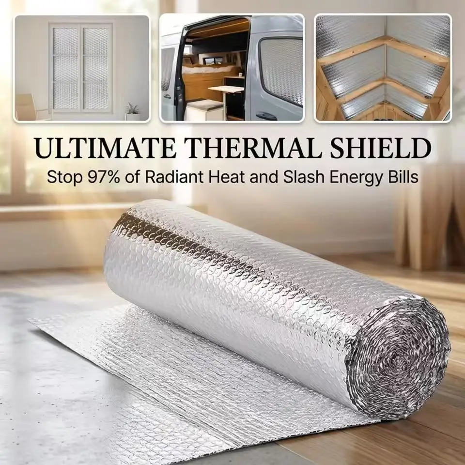 5m/Thermal Insulation Window Sun Blockers Anti Uv Window Film Anti Heat Double Side Aluminum Foam Heat Protection Window Cover