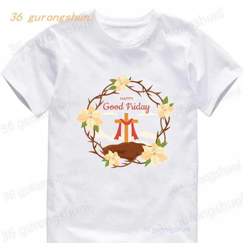 T Shirt Boys T Shirts Easter Good Friday T-shirts baby Tops For Girls Shirts Kids Tshirt Children Clothes gathering clothing