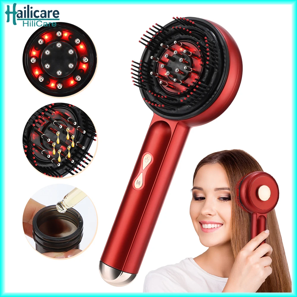 

Электрическая массажная расческа для массажа роста волос, микротоковая щетка для волос с красным светом, против выпадения волос, жидкое масло, аппликатор для волос