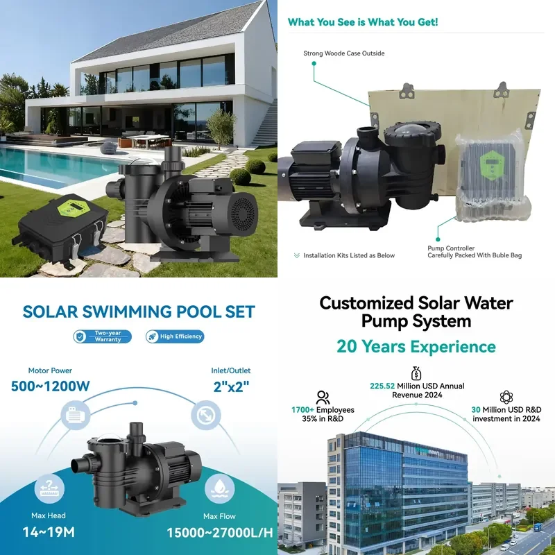 Veichi Manufacturer Supply 2 Inch 500W Ip55 Mppt Controller Swimming Pool Dc Pool Pump Motor Solar Swimming Pool Pump Kit