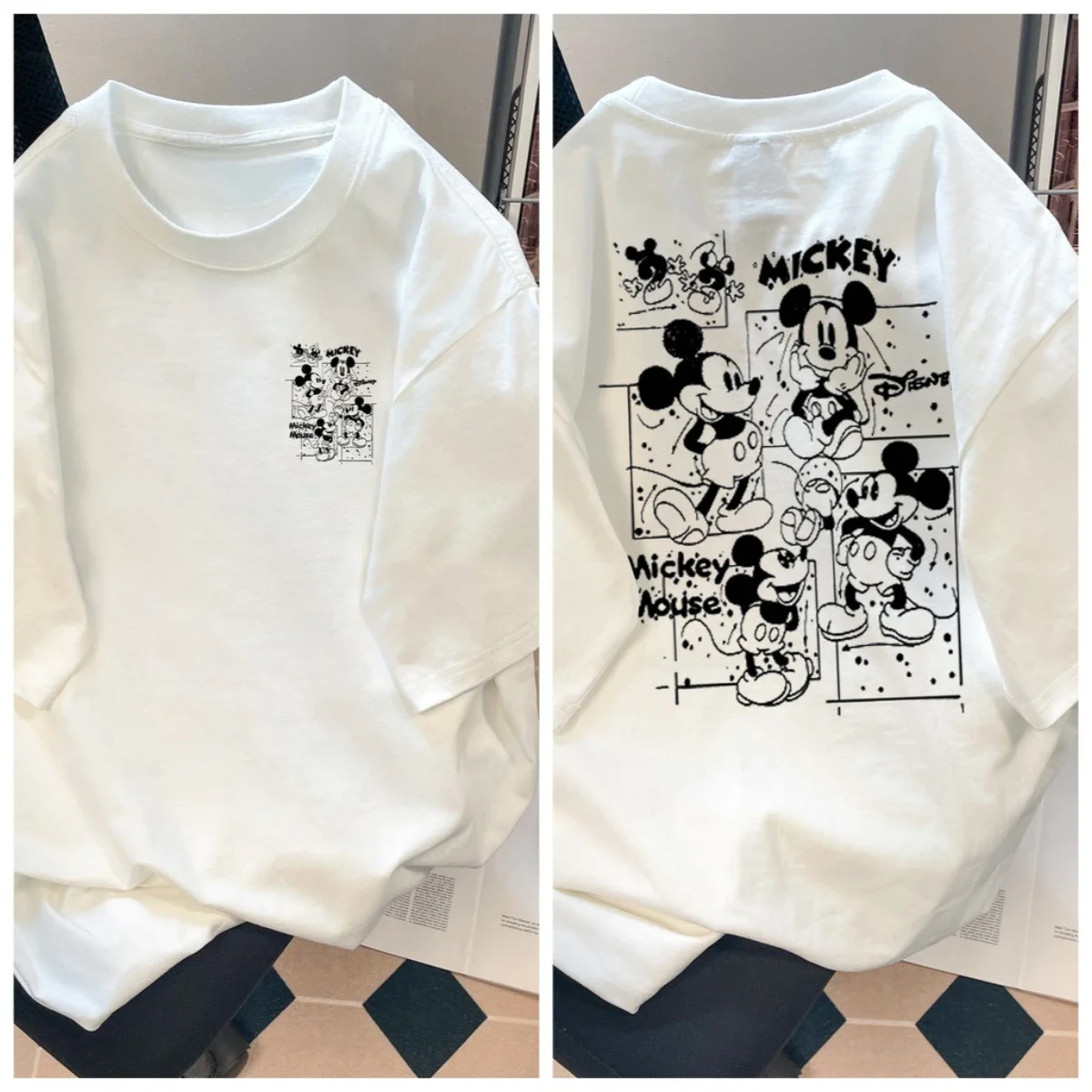 

2026 Latest Disney Mickey Mouse Short-sleeved T-shirt Pure Cotton Loose Breathable Men's and Women's Trendy Versatile Top Summer