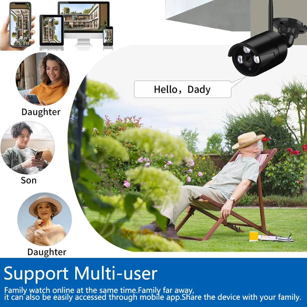 スマートライフホーム 5MP TUYAアプリ対応 セキュリティカメラ WiFi IP ブラックバレット 屋外 ワイヤレスIPカメラ CCTV 音声録音 人感センサー搭載