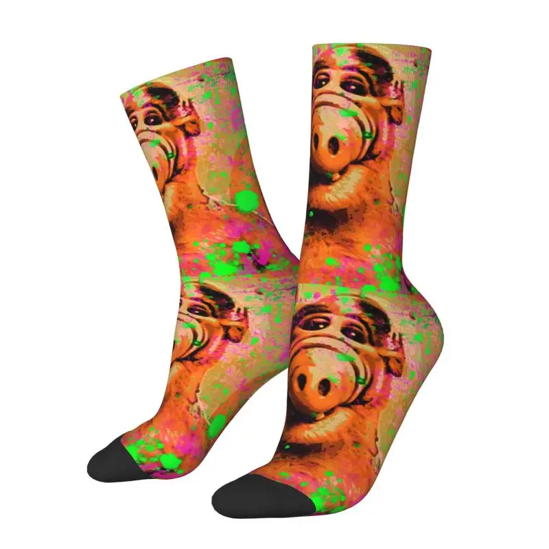 Cool Mens ALF TV Comedy Sitcom Dress Socks Unisex Comfortable Warm 3D Printed Funny Gordon Shumway Crew Socks