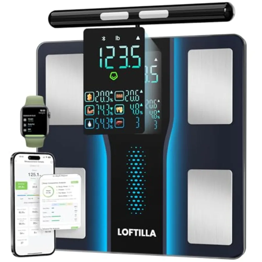 Smart Scale for Body Weight, 8-Electrode Bluetooth Bathroom Scale with BMI Body Fat Muscle Mass, 50+ Full Body Composition Metr