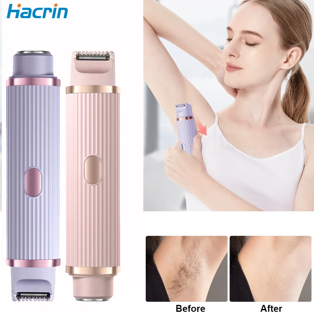 女性用電気かみそり 2 で 1 デュアルヘッドボディシェーバーシェービングビキニトリマー充電式脱毛女性脱毛器