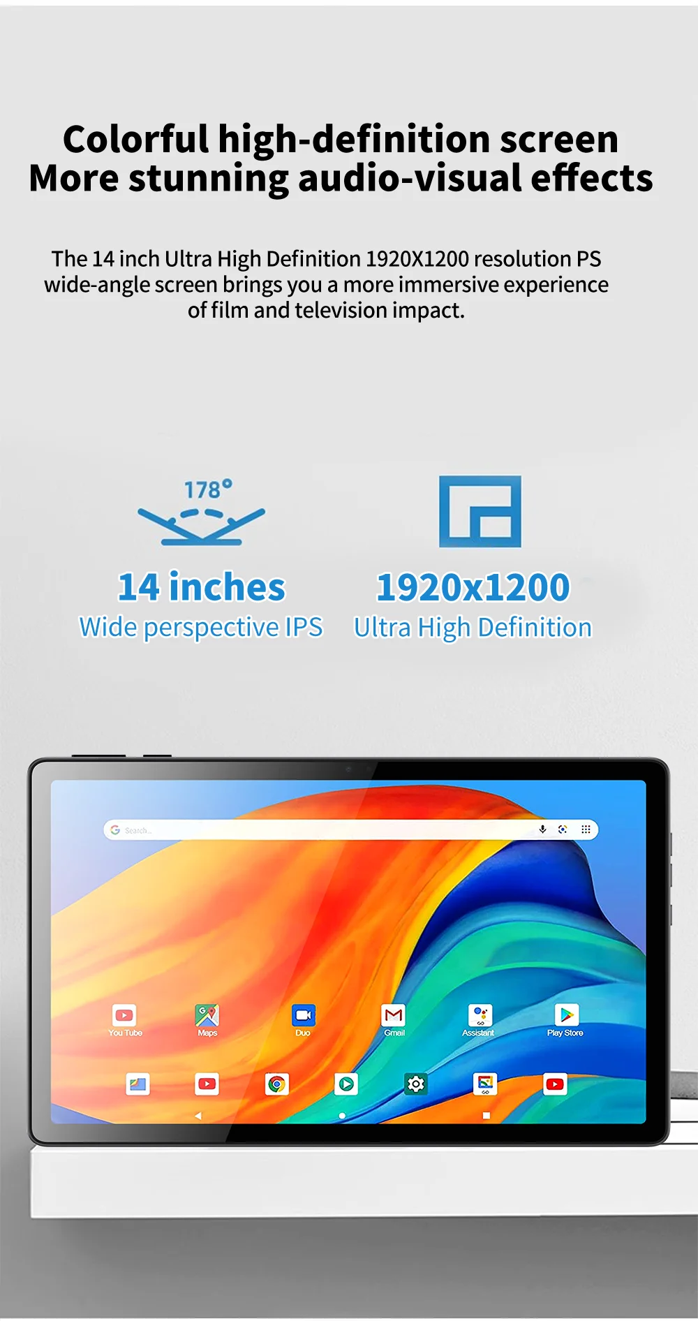 New 14 Inch Tablets Global Version Android 12 System 8GB RAM 512GB ROM 4G LTE Dual SIM 5G Dual WiFi GPS Tablet PC 10000mAh