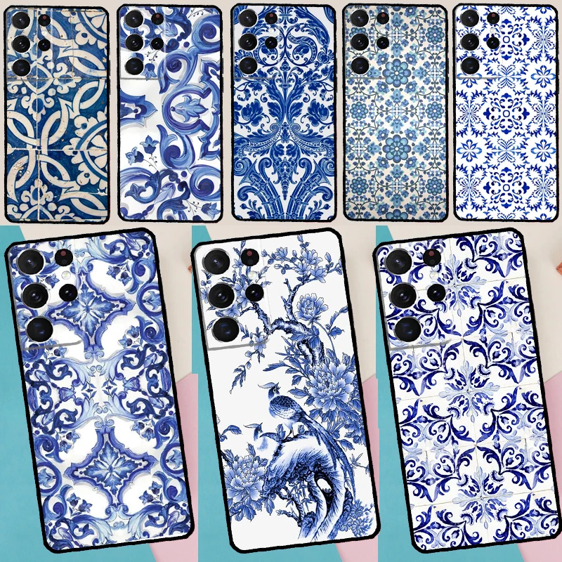 Azulejo Case For Samsung Galaxy S26 Ultra S25 S24 S23 S22 S21 S10 Plus S20 FE S25 Ultra Cover Coque