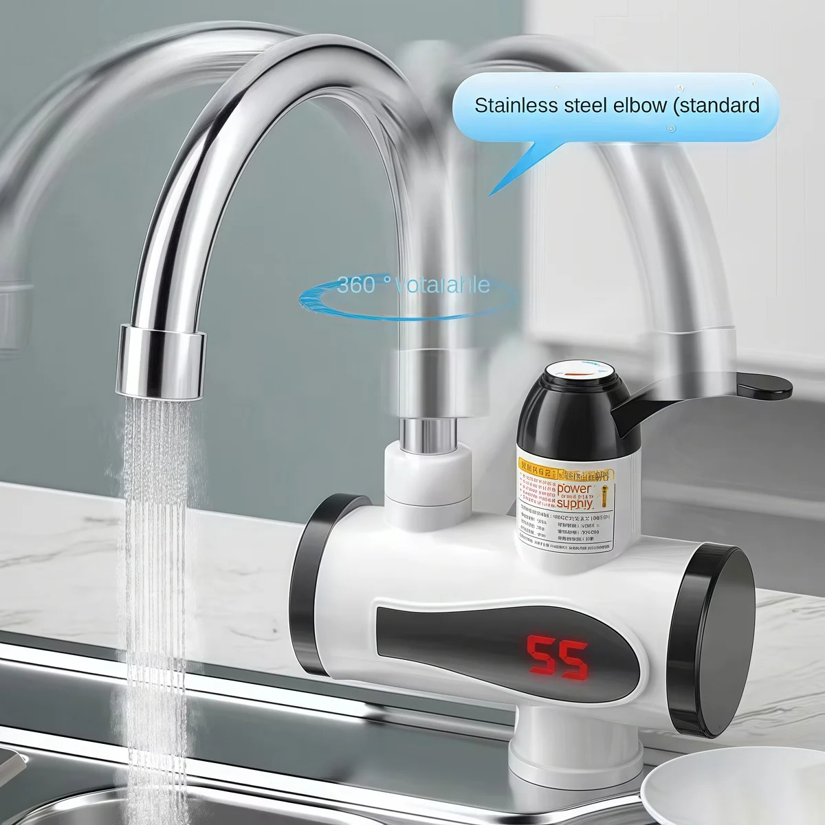 Tankless Water Heater Faucet Shower Instant Water-Heater Electric Tap Heating Instant Hot Water for Kitchen and Bathroom