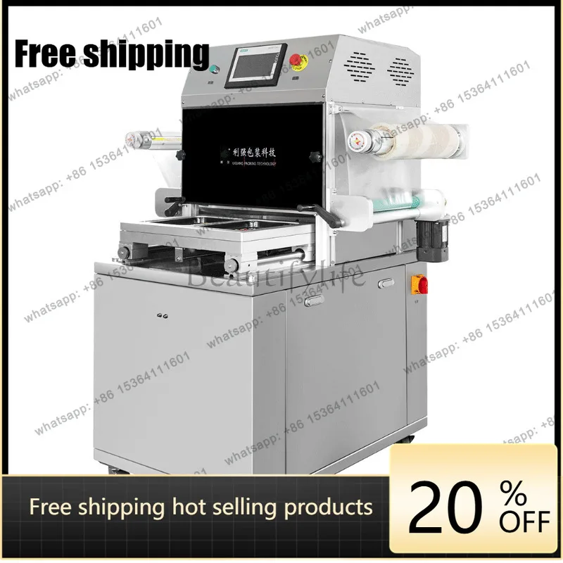 Vacuum skin packaging machine, steak packaging for fish, shrimp, and seafood