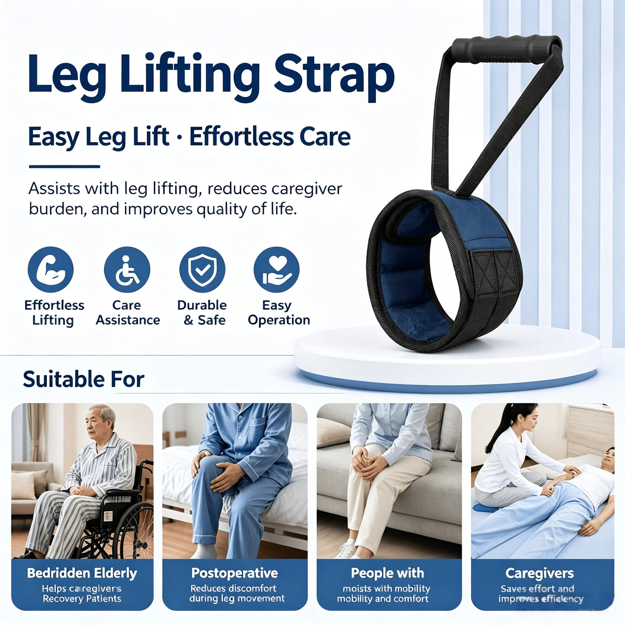 Elderly Hemiplegic Leg Lift Belt for Wheelchair Leg Assist Bedridden Elderly Transfer Care Support Belt