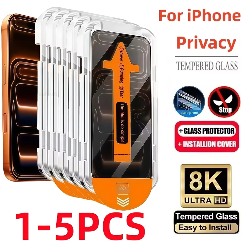 1-5 Stück Sichtschutz-Displayschutzfolie für iPhone 17 Pro Max 18 16 15 11 12 13 Mini 14 16e Anti-Spy Gehärtetes Glas iPhone 15 16 Plus SE
