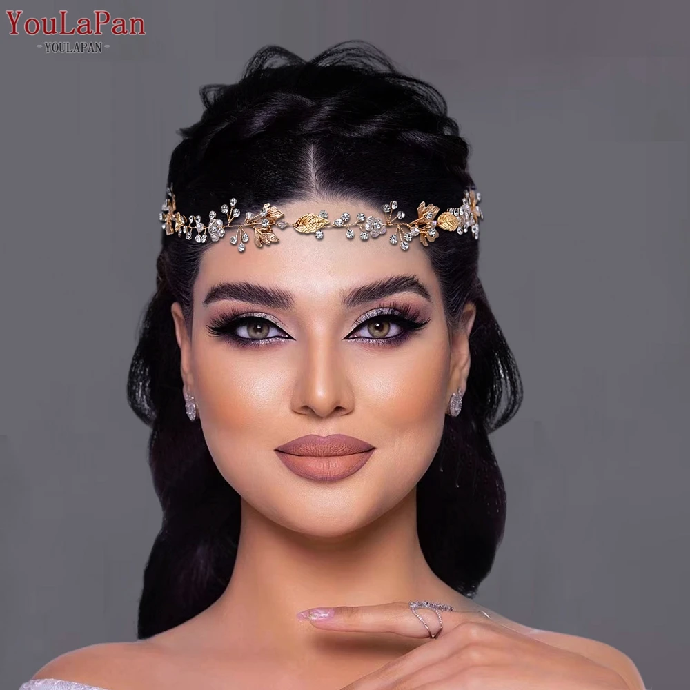 

YouLaPan Alloy Leaf Crystal Elegant Hair Band Chic Bridal Hair Accessories for Weddings Anniversaries Formal Events HP122
