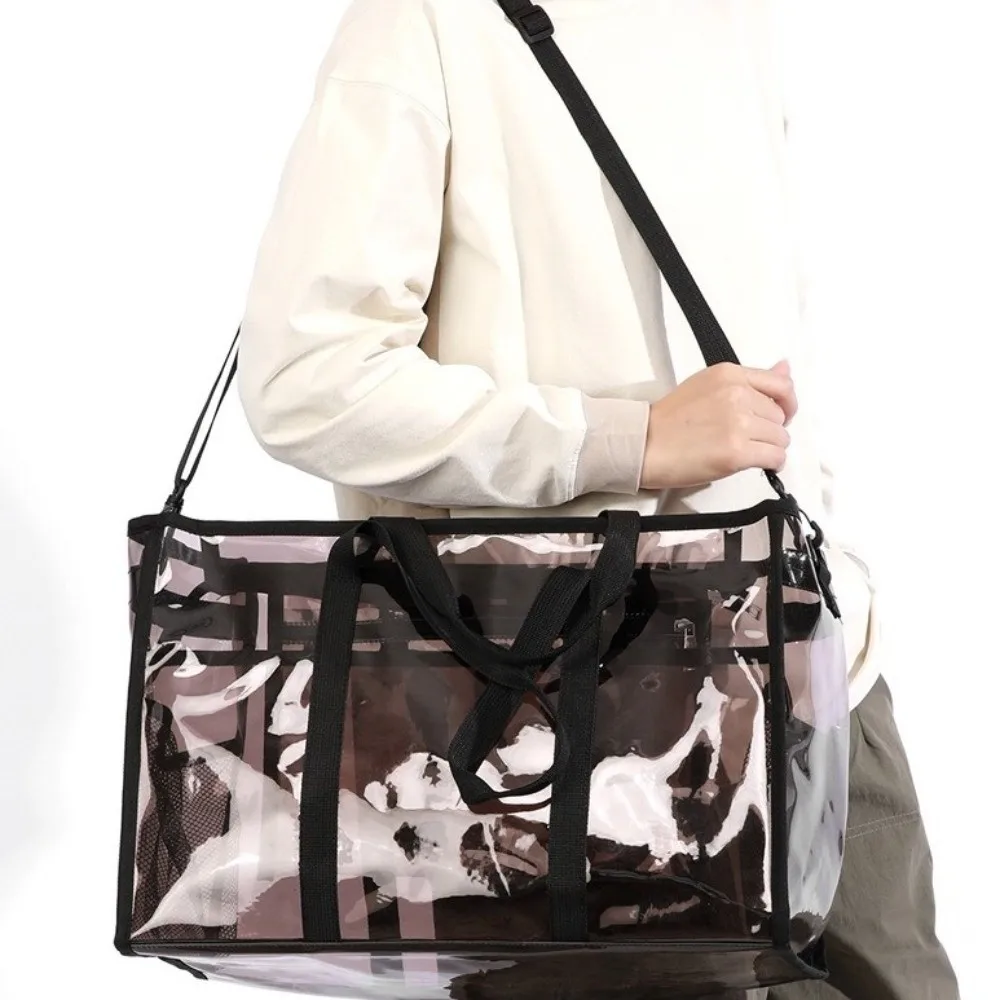 

Вместительная прозрачная сумка через плечо, водонепроницаемая, легкая, для хранения вещей, из ПВХ, с кошельком для монет и косметичкой