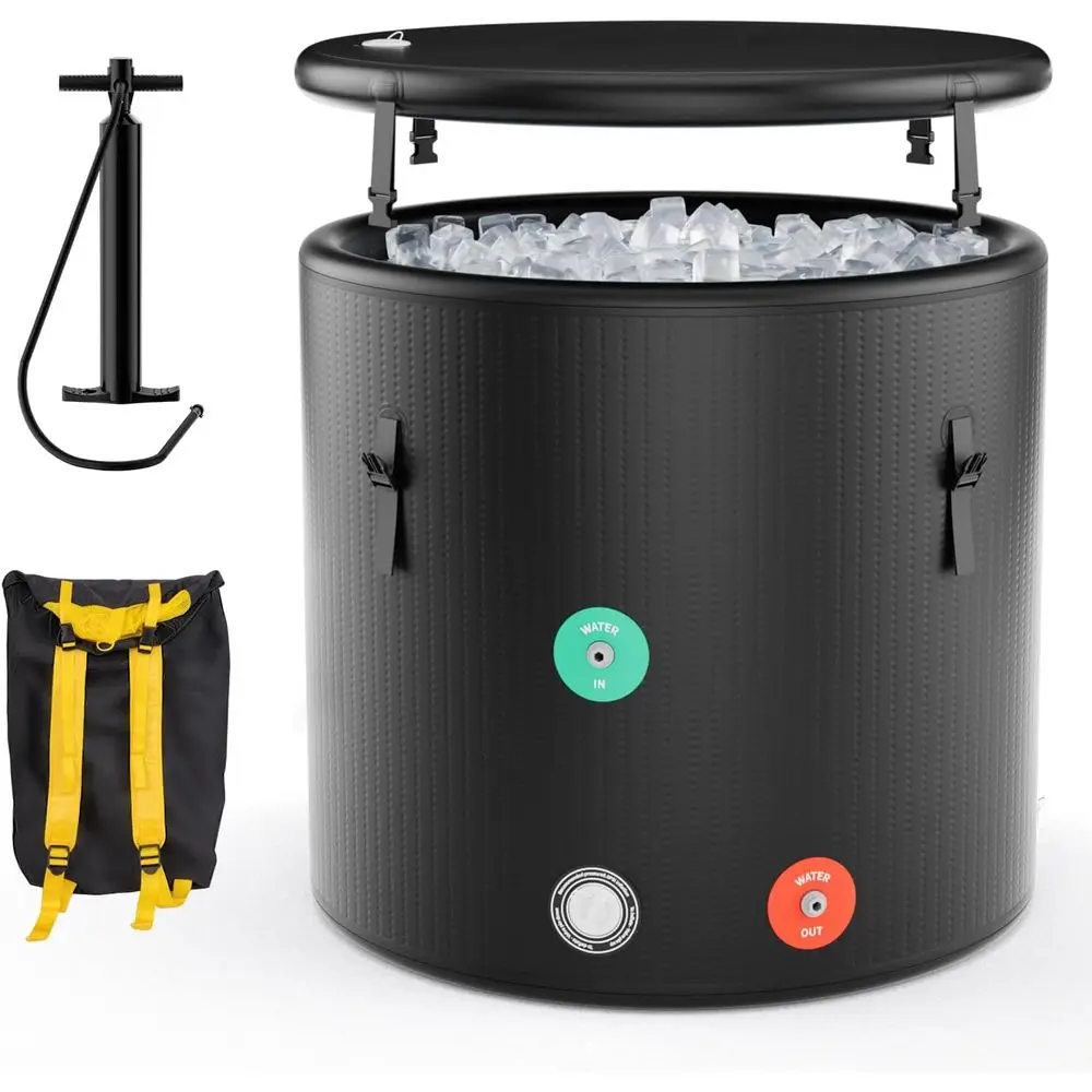 

79 Gallon Portable Ice Bath Tub with Multi-Layer Lid, Pump, Backpack, and Water Chiller Compatibility for Athletes