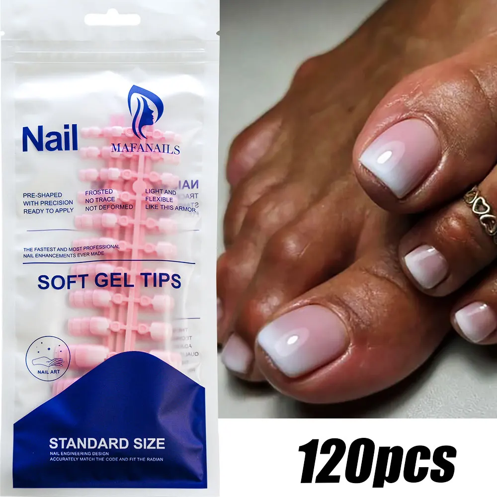 120 Stück rosa Ombre Medium Sarg Press On Nails glänzend handgefertigte Acryl-Kunstnägel Tipps Farbverlaufsdesign künstliche falsche Nägel