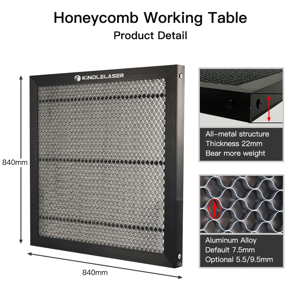 Máquina de grabado láser, herramienta de corte de velocidad rápida, mesa de trabajo de nido de abeja de tallado, 7,5mm para máquina cortadora de Co2, grabador láser