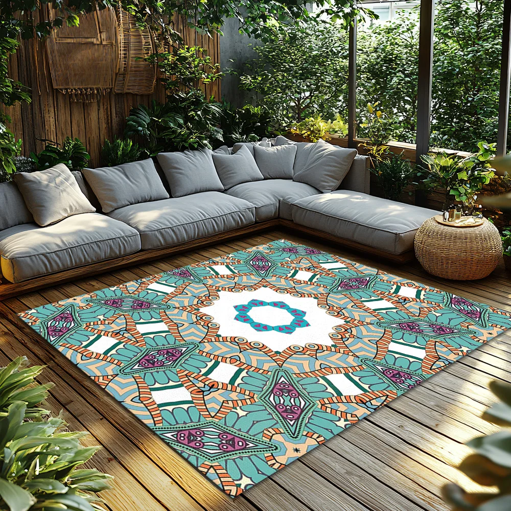 Modern Geometric Area Rug Non-Slip Washable Floor Mat Living Room Bedroom Decor Stylish Home Accent Rug Indoor Outdoor Carpet
