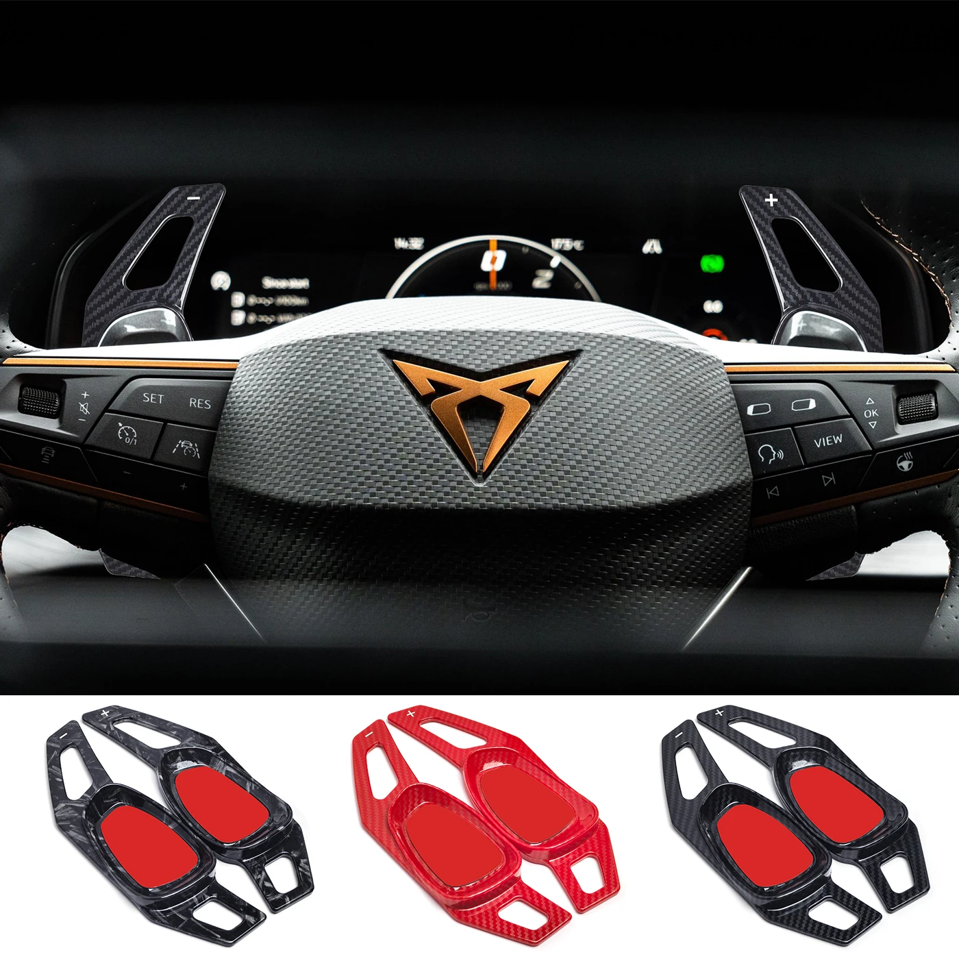 

For Cupra 2021-2025 Formentor Leon Seat Ateca Cupra Steering Wheel Paddle Shifter ABS Carbon Fiber Extension accessories