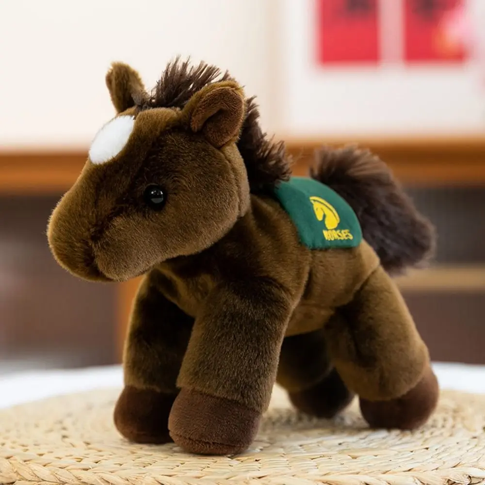 Cavallo Simulato Carino in Cotone PP, Animale di Peluche Realistico, Pecora con Corna per Bambini