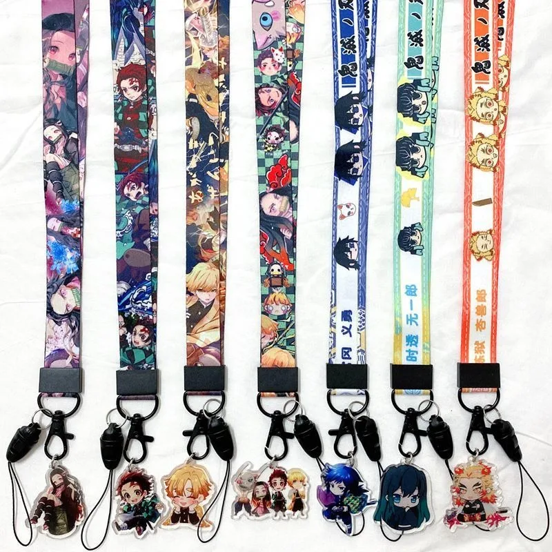 Demon Slayer Tanjiro My Wife Zenitsu Nezuko Mobile Phone Lanyard Design Suitable for ID Card Holder Hanging Neck Chain Gift