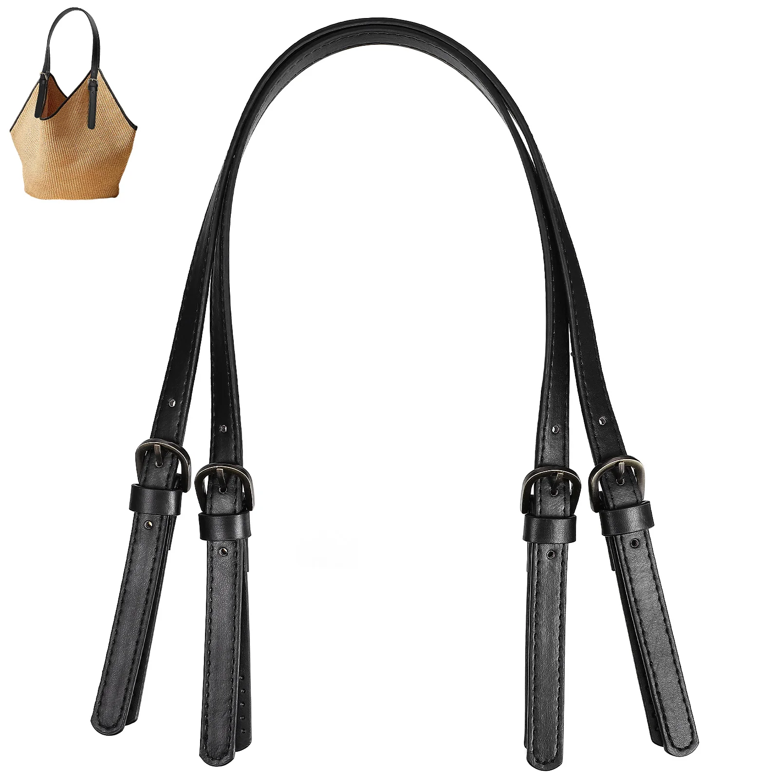 

2 Pcs Strap Bag Handle Belt for Purse Wallet Shoulder Straps Handbags Black Satchel