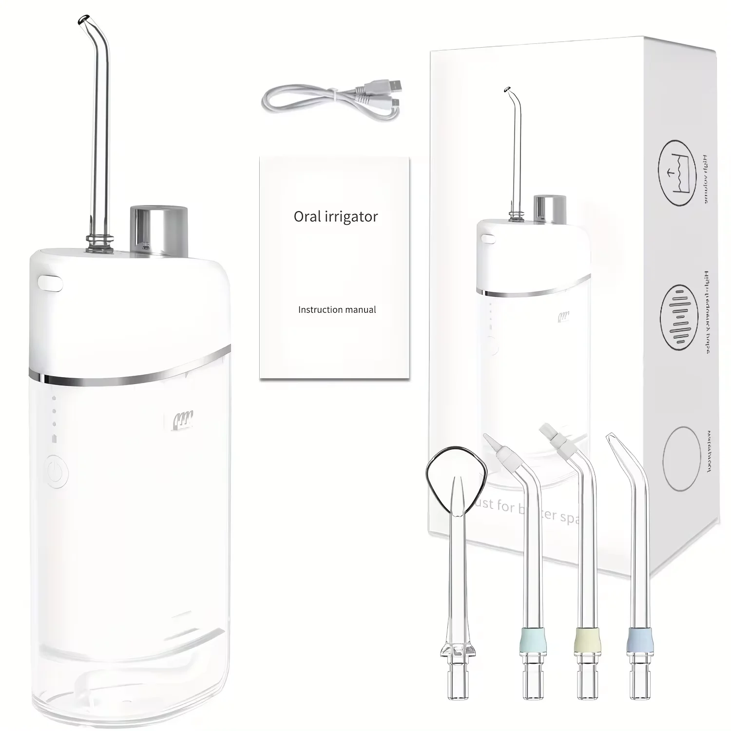 Electric Water Flosser Mini Oral Irrigator USB Rechargeable Portable Dental Water Jet 200ml Water Tank Teeth Power Cleaner