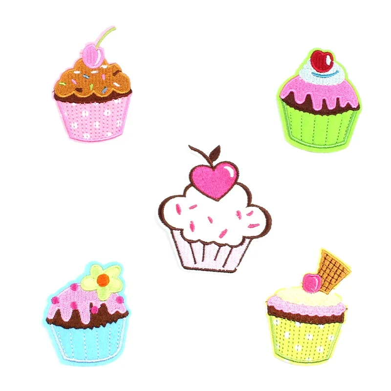 Cartoon Cake Pizza Ice Cream Drinks Stickers Iron On Clothes Badge Embroidery Clothing Patches Sewing Jeans Coats Patch