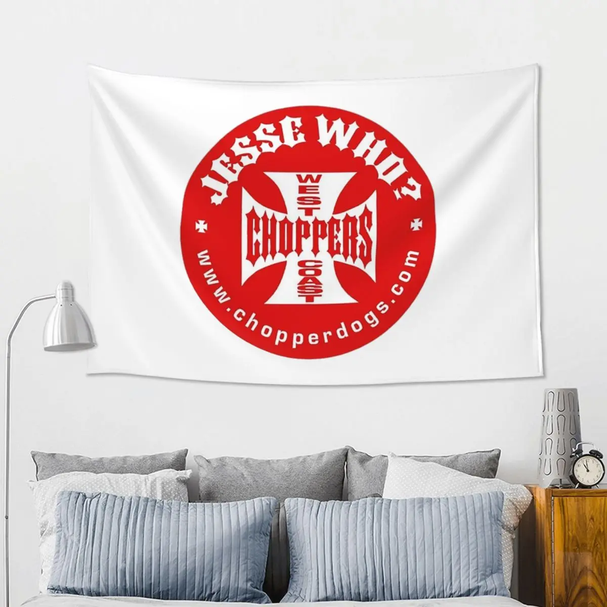 Personalized West Coast Iron Cross Choppers Tapestry Funny Wall Hanging Aesthetic Home Decor Tapestries for Bedroom Dorm Room