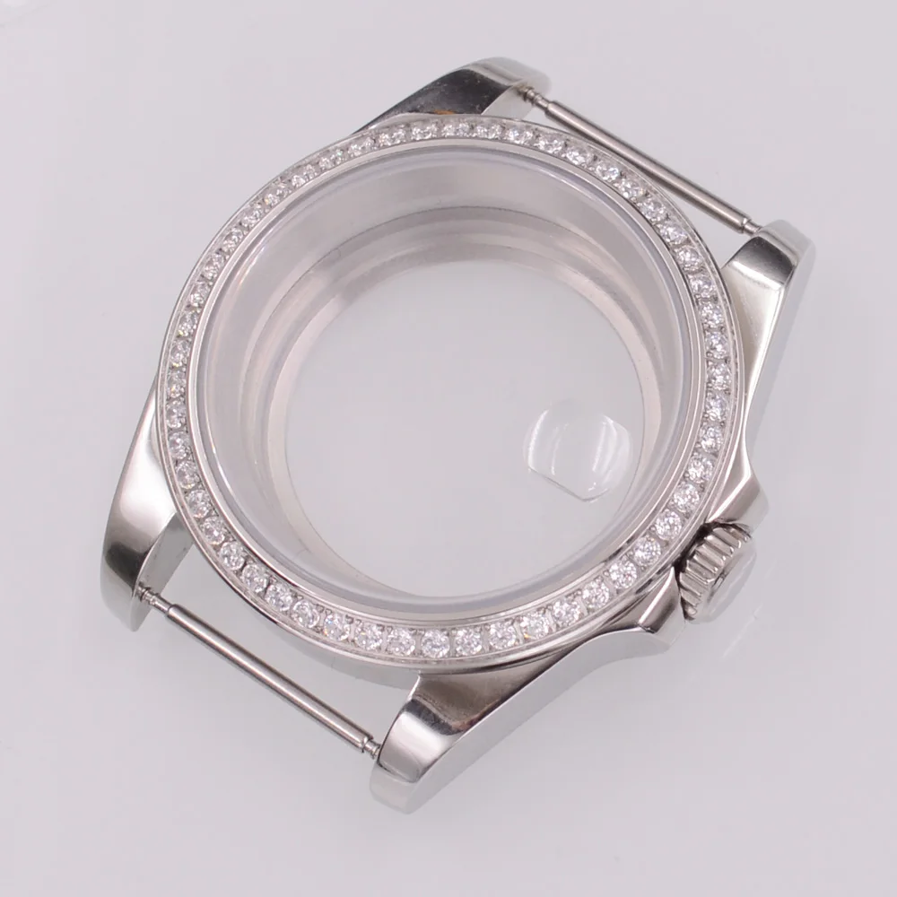 

36 мм/40 мм серебряный корпус для часов со свиным ртом, сапфировое стекло, подходит для NH34 NH35 NH36 ETA2824 PT5000 ST2130, детали для часов с автоматическим механизмом