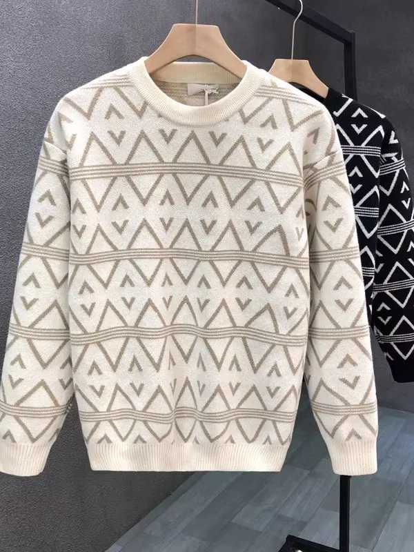 

Мужской трикотаж свободного кроя с геометрическим ромбовидным узором, комфортный, эластичный, облегающий, теплый базовый слой