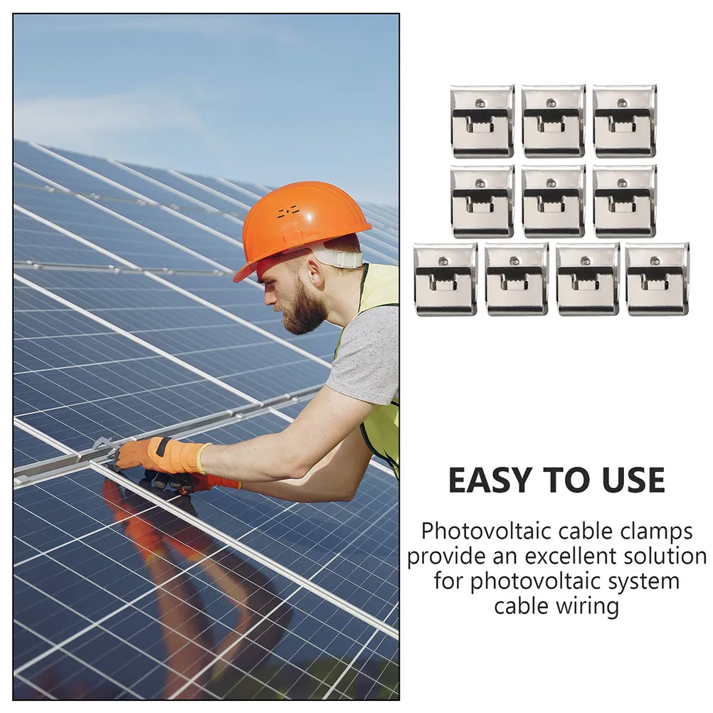 

55pcs Solar Panel Cable Clips Solar Photovoltaic Cable Clips Stainless Steel Cable Clamp Wiring Fixing Clamps Wire Cable Clamps