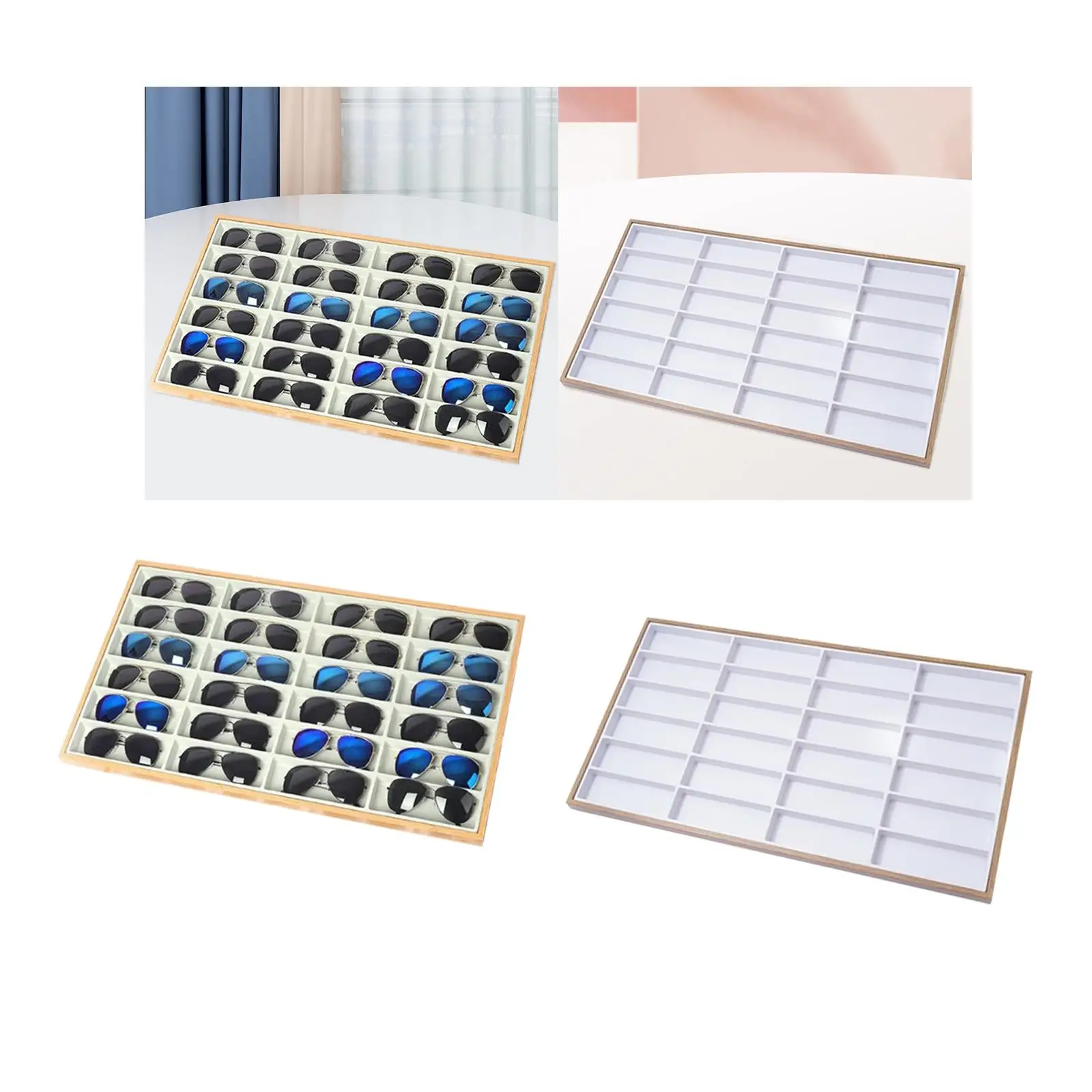 

Sunglasses Organizer Tray for Multiple Glasses, 24 Grid Eyewear Watch Holder Multifunctional Glasses Tray Storage for Dresser