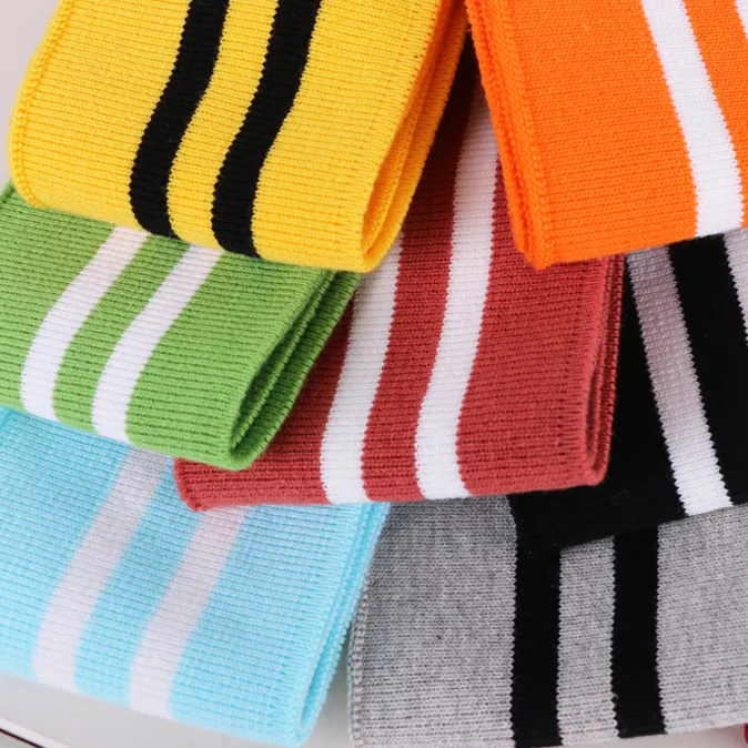 100cm Cotton yarn dyed stripes stretch cuff DIY cotton knitted fabric for neckline hem, winter jacket,Clothing accessories