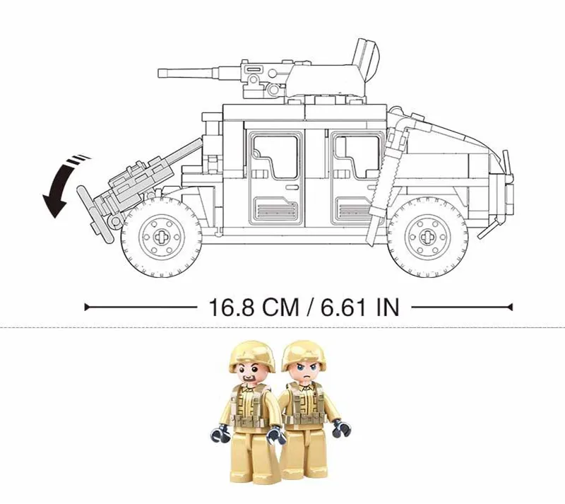 Military H1 Assault Vehicle Creative Building Blocks T34-85 Tank MBT Constructor Educational Toys for Children