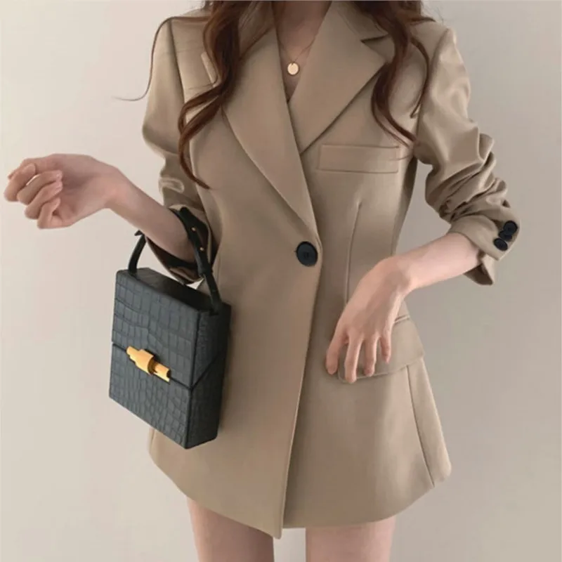 Casual Long Sleeve Suit Jacket Blazer Office Lady Spring Autumn Fashion Elegant Solid Outerwear Coat For Women 2023 Female