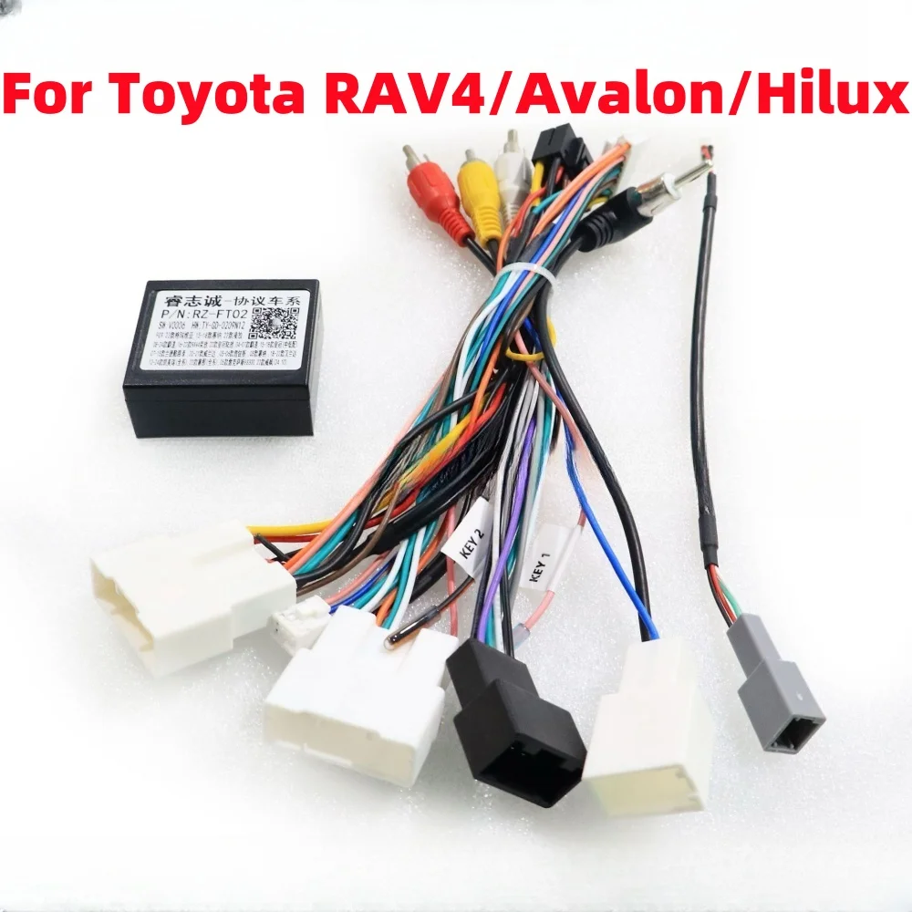 Levantar canbus para toyota rav4/corolla/camry/avalon/hilux/prius android 2 din gps rádio carro 16 pinos cablagem cabo de alimentação