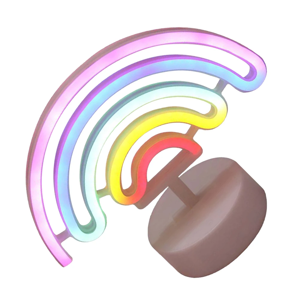 

1Pcs Rainbow Shape LED Night Lamp Bedroom Desk Light Decorative Soft Glow Night Light for Kids Adults Friends Rainbow Desktop