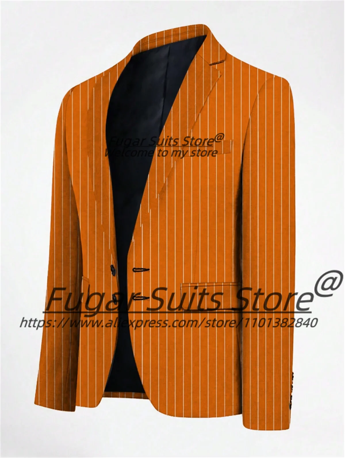 Fashion Orange Stripe Wedding Suits For Tailor Made Notched Lapel Groom Prom Tuxedos 3Pcs Sets Business Male Blazers Ropa Hombre