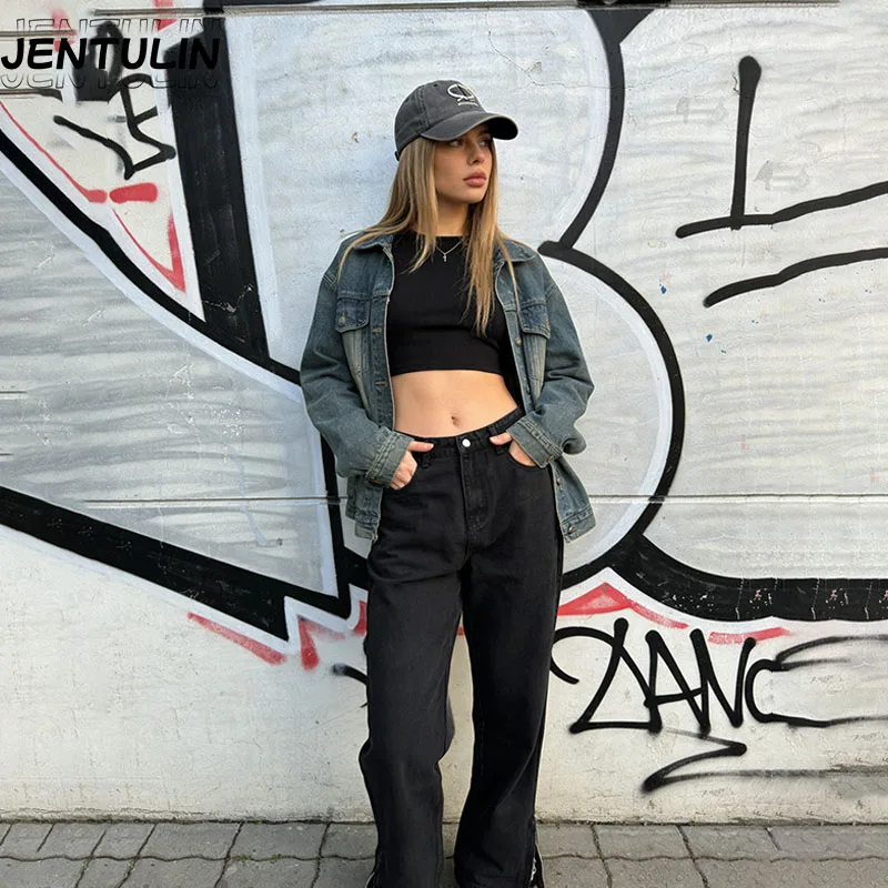 Vintage Waist Men Clothing Hip Hop Embroidered Jeans Wide Leg Trouser Y2K Baggy Pants Clothes Men Embroidered Baggy Jeans Pant