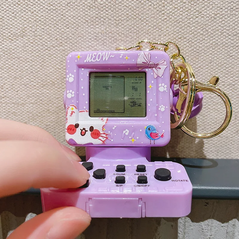 Retro Arcade Style Tetris Game Keychain with Joystick Function Cute Portable Key Ring for Students Bags Backpacks Gifts Wholesal