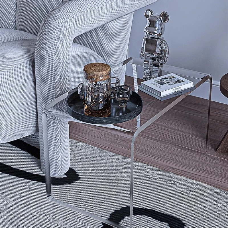 Hexagon Acrylic End Table with Frosted Texture, Multi-Level Stackable Coffee Table, Non-Toxic Odorless Furniture for Balcony
