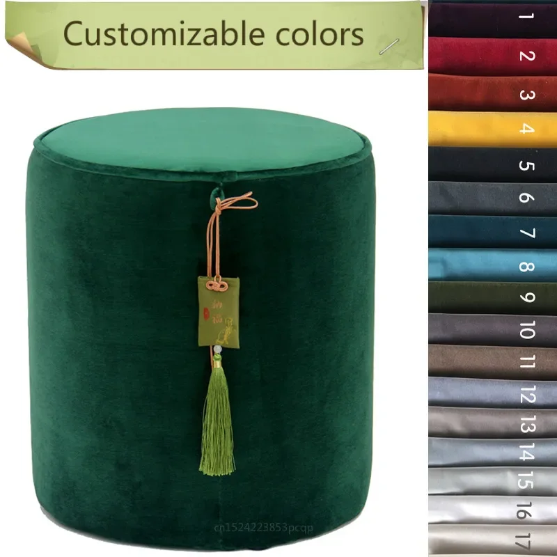 Customizable Colors Dressing Stool, Chinese Style Makeup Bench, Luxury Flannel Tassel Ottoman, Creative Home Furniture