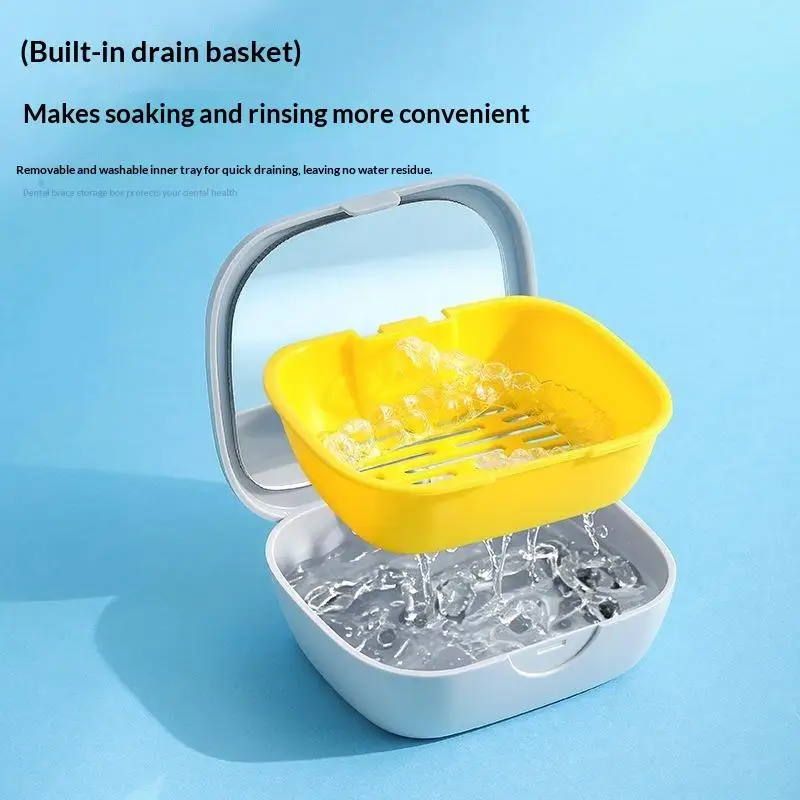 Multifunctional Retainer Case Drainage Storage Soak Wash Box For Aligner Denture Organizer Use For Dental Care Storage Kit